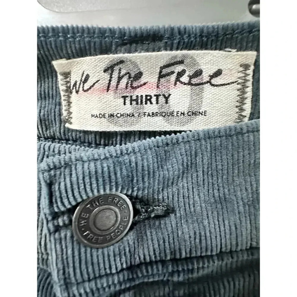 We The Free Women Gray Straight Leg Belt Looped Button Fly Corduroy Pant Size 30 - Picture 4 of 10